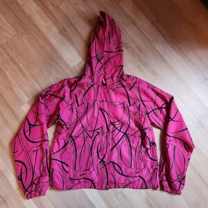 Vintage Oleg Cassini Sport Pink and Black Jacket, Full Zip With Hood, Size Small